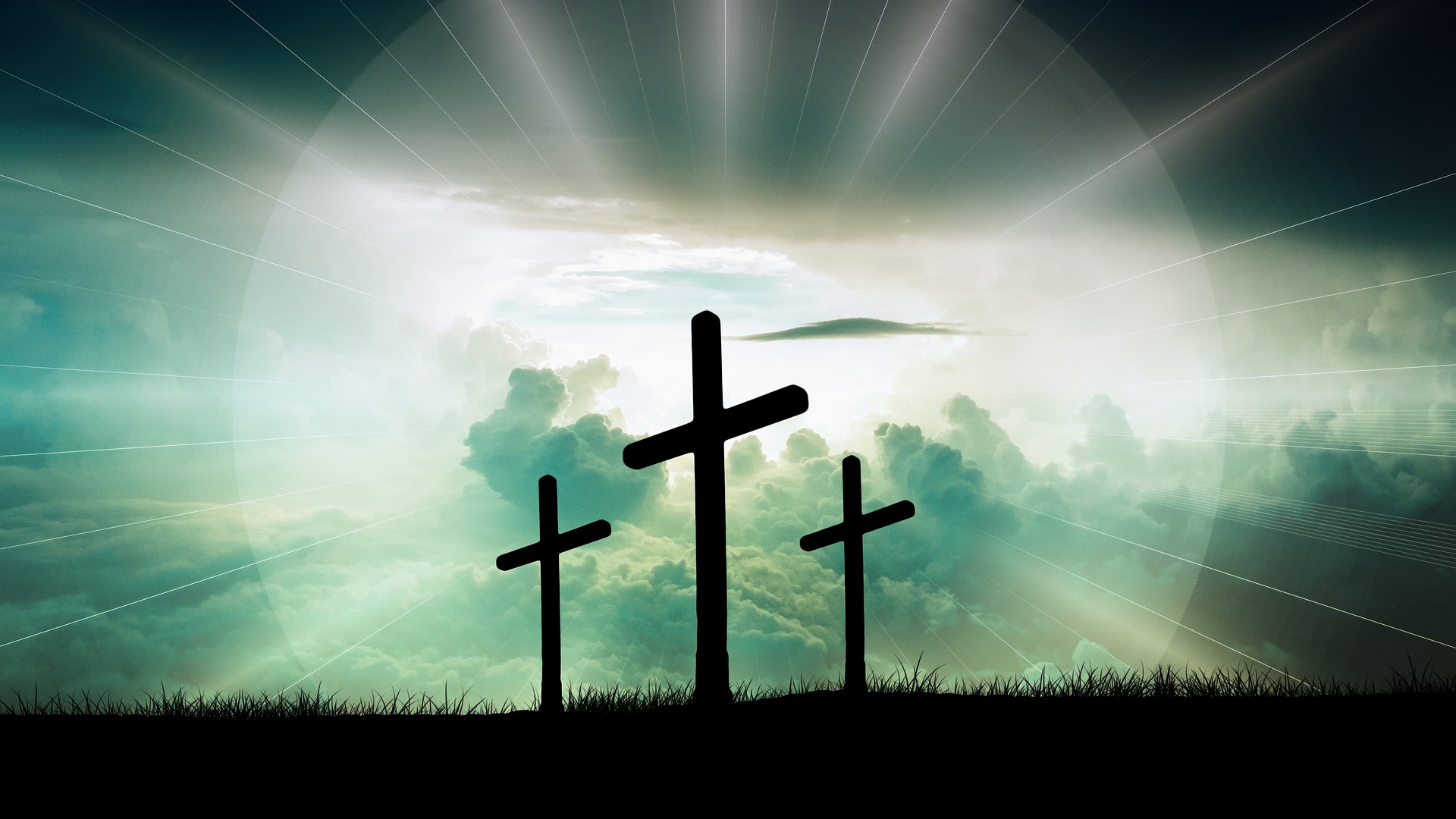 Three crosses with illuminating light